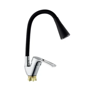 Смеситель для кухни Wezer однорычажный, хром/черный (VRL416B-05)