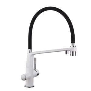 Смеситель для кухни Gappo G4398-9 двухрычажный, белый/черный