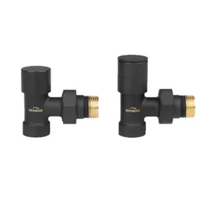 Комплект радиаторных кранов Invena 1/2” угловой, черный