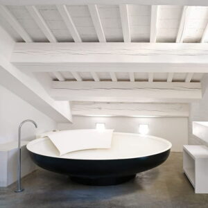 Ванна отдельностоящая Agape Ufo 204x204 нержавеющая сталь, белая/темно-серая глянцевая (AVAS0906ZG)