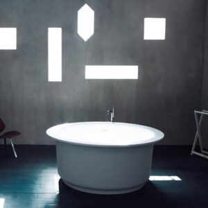 Ванна отдельностоящая Agape In-Out 152,5x152,5 искусстевнный камень, белая/темно-серая глянцевая (AVAS1042ZG)