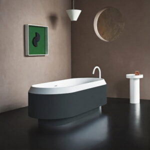 Ванна отдельностоящая Agape Lariana 168x77 искусстевнный камень, белая/темно-серая глянцевая (AVAS1080ZG)