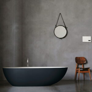 Ванна отдельностоящая Agape Spoon M 160x85,4 искусстевнный камень, белая/темно-серая глянцевая (AVAS1093ZG)