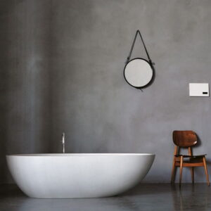 Ванна отдельностоящая Agape Spoon M 160x85,4 искусстевнный камень, белая/темно-серая глянцевая (AVAS1093ZG)