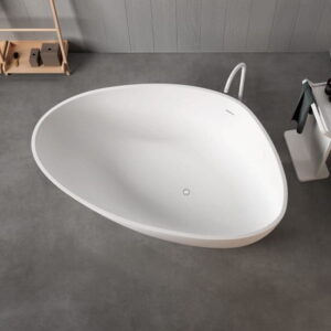 Ванна отдельностоящая Agape Drop 195x129 искусстевнный камень, белая/темно-серая глянцевая (AVAS1097ZG)