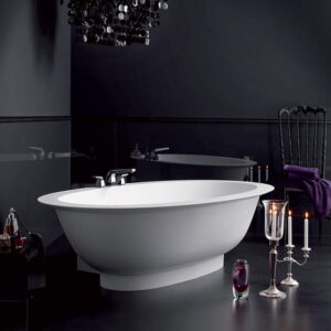 Ванна отдельностоящая BurgBad Diva 204x110 бетонная, с ножками белая глянцевая (SEAA204 C0001)