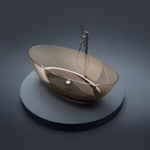 Ванна отдельностоящая Treesse Camelia 180x85 прозрачная смола, коричневая глянцевая (V047FU)