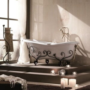 Ванна отдельностоящая Gaia Rose 170x80 бетонная, с ножками белая глянцевая (VGM2220RBI)