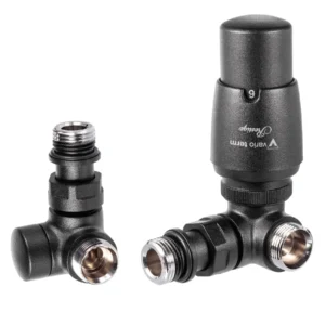 Краны для полотенцесушителей Vario Term Vision M22x1/2" угловой, черный