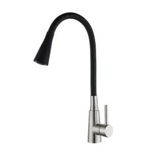 Смеситель для кухни Wezer однорычажный, хром/черный (LIL4-18B)