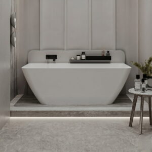 Ванна пристенная Miraggio Island 169x80 литой мрамор, белая с покрытием Mirasoft