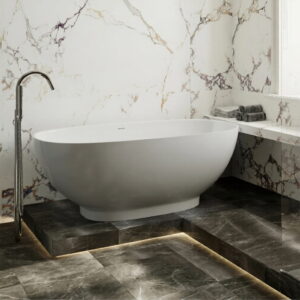 Ванна отдельностоящая Miraggio Brave New 155x75 мраморная, белая глянцевая (0001515)