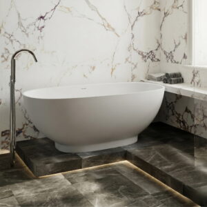 Ванна отдельностоящая Miraggio Brave New Mirasoft 155x75 литой мрамор, белая матовая