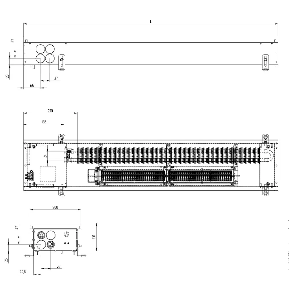 PPX-4SV1000_6 Внутрипольный конвектор Carrera 4SV 1000x200x110 с принудительной конвекцией