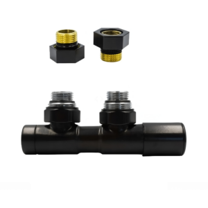 Кран для полотенцесушителей Vario Term Twins 3/4"x1/2" прямой, черный