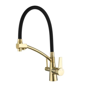 Смеситель для кухни Gappo G4398-13 двухрычажный, золото/черный