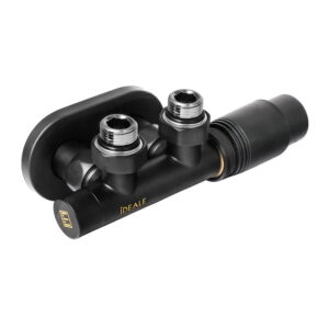 Термостатический комплект IDEALE Duo 1/2″x1/2″ угловой, черный матовый