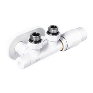 Термостатический комплект IDEALE Duo 1/2″x1/2″ угловой, белый матовый