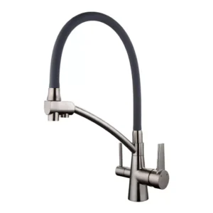 Смеситель для кухни Gappo G4398 двухрычажный, серый/сатин