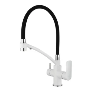 Смеситель для кухни Gappo G4348 двухрычажный, белый/хром