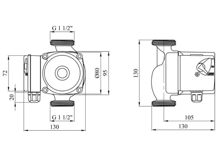 8c6ad524-a35b-42ed-9186-1424deec400c Насос циркуляционный Forwater 25/6-130 100 Вт H 6 м Q 50 л/мин механический