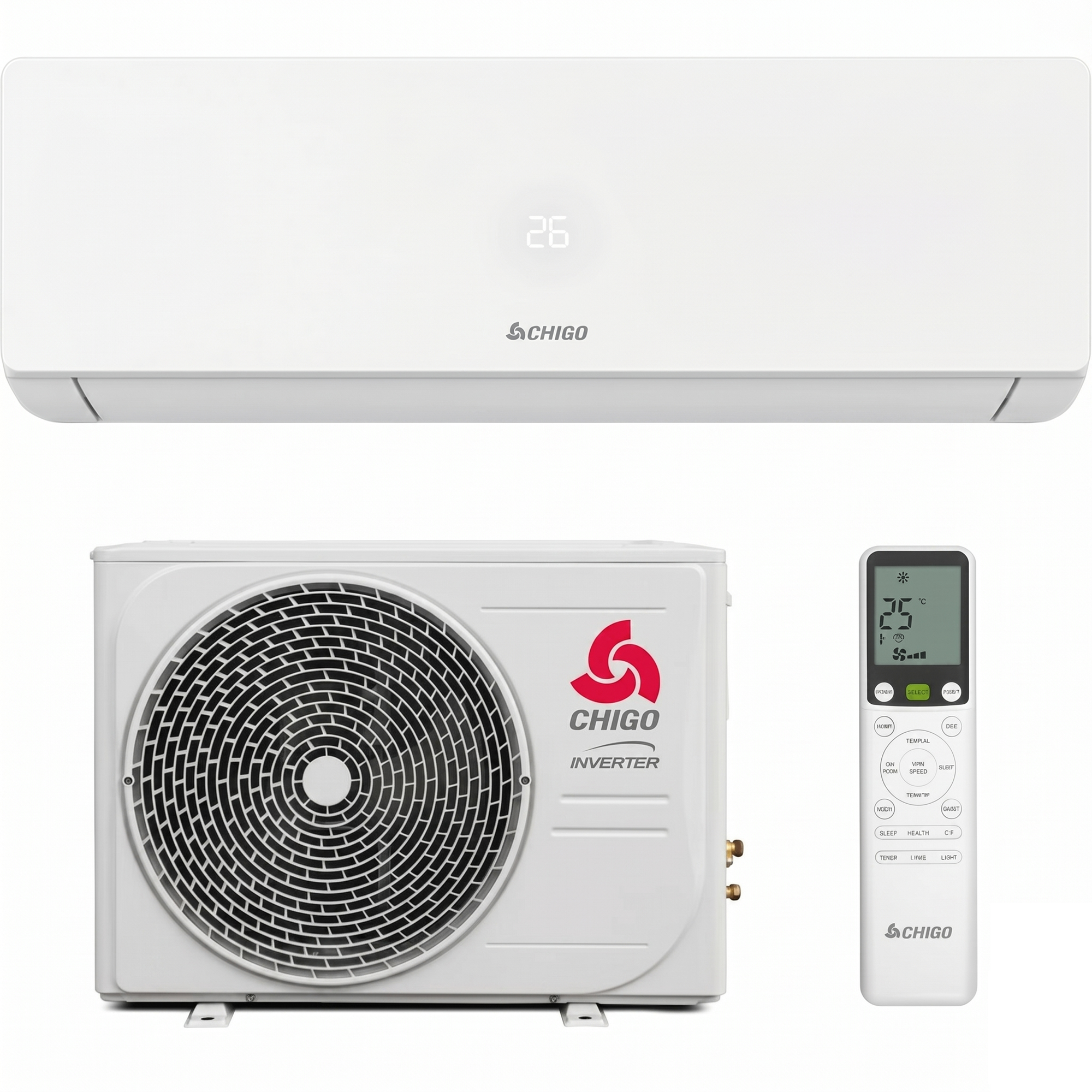 BON-000005061_1 Кондиционер Chigo Gloria CS-25V3G-G3A02A 25м2 (-20°C) R32 инверторный, белый + пульт ДУ (Wi-Fi Ready)