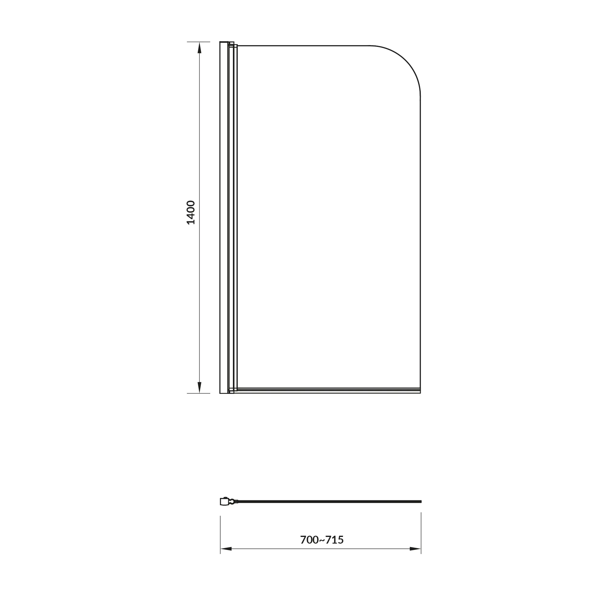GRM-S301-289_2 Шторка для ванной Cersanit Easy New 1 универсальная, стекло 5 мм, хром + покрытие CleanPro