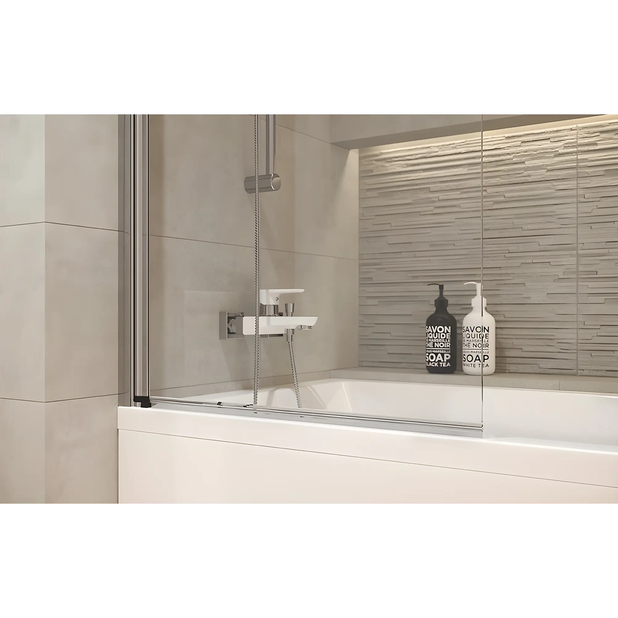 GRM-S301-289_4 Шторка для ванной Cersanit Easy New 1 универсальная, стекло 5 мм, хром + покрытие CleanPro