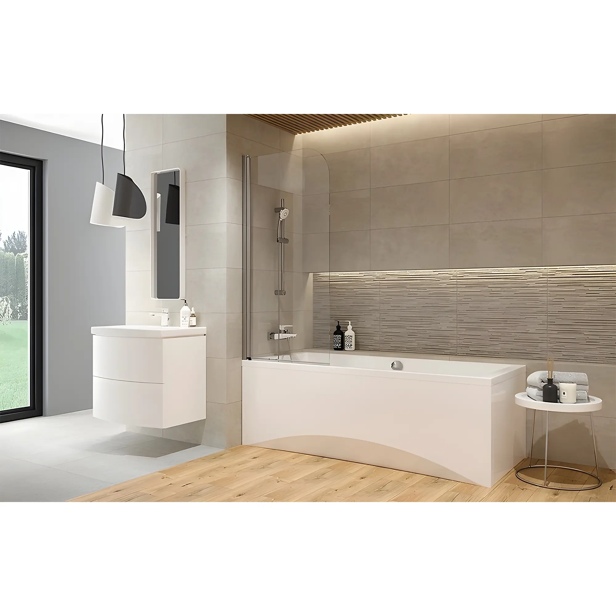 GRM-S301-289_5 Шторка для ванной Cersanit Easy New 1 универсальная, стекло 5 мм, хром + покрытие CleanPro
