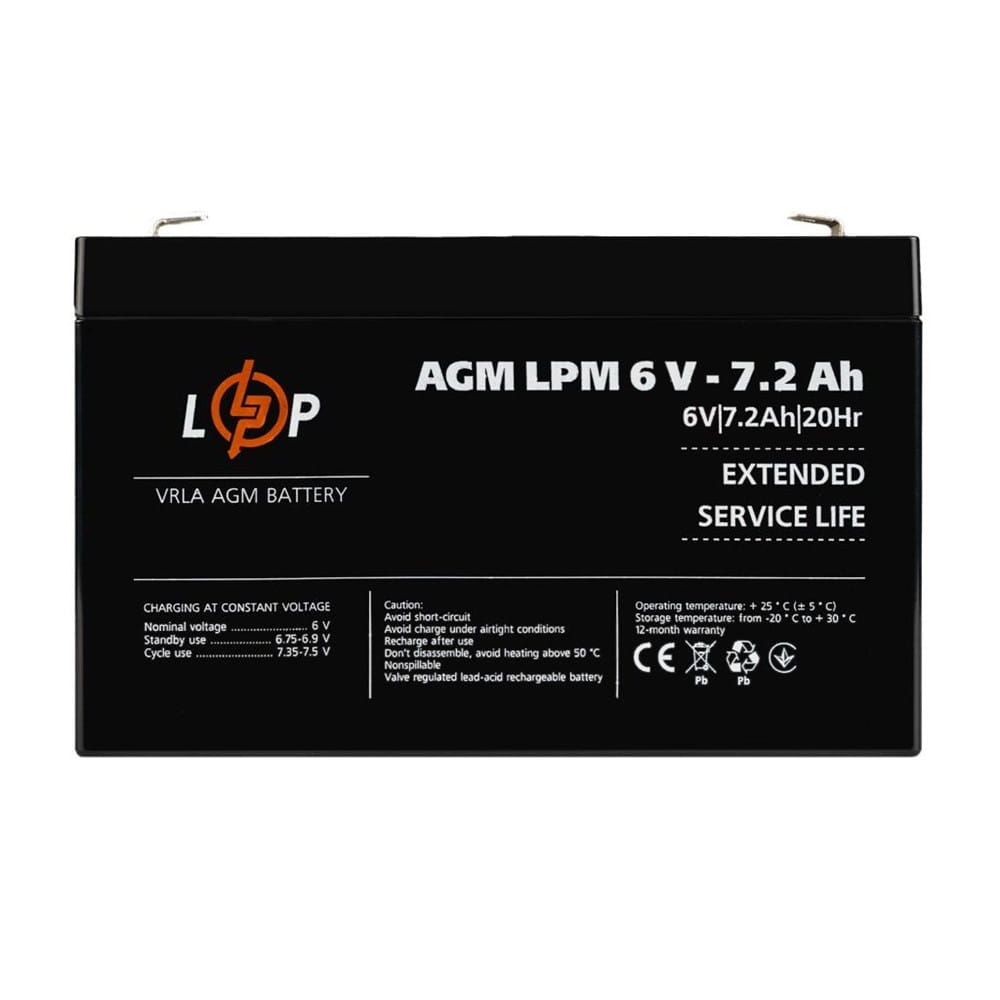 LP-3859_1 Аккумулятор LogicPower AGM LPM 6V 7,2Ah свиноцов-кислотный (3859)