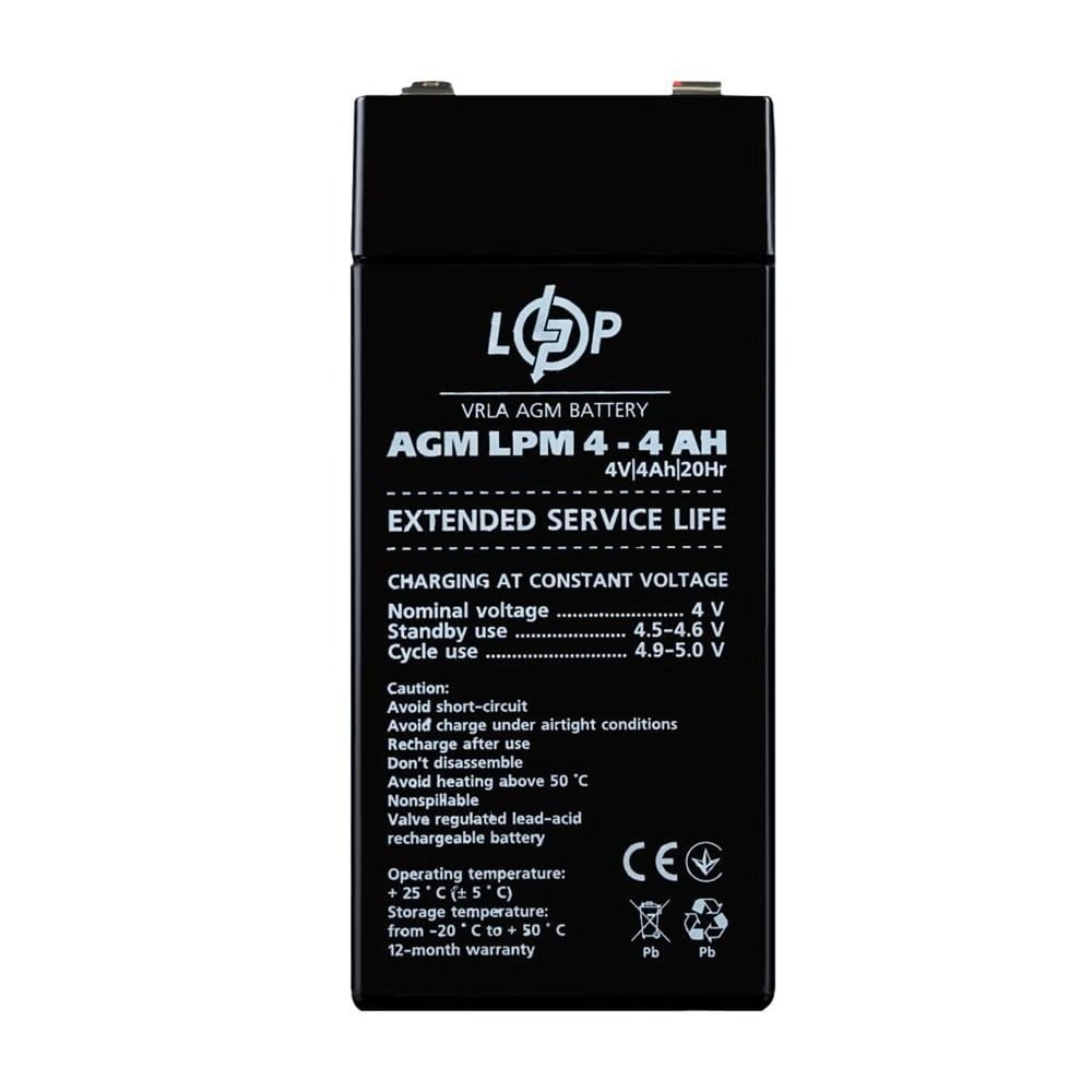 LP-4135_1 Аккумулятор LogicPower AGM LPM 4V 4Ah свиноцов-кислотный (4135)
