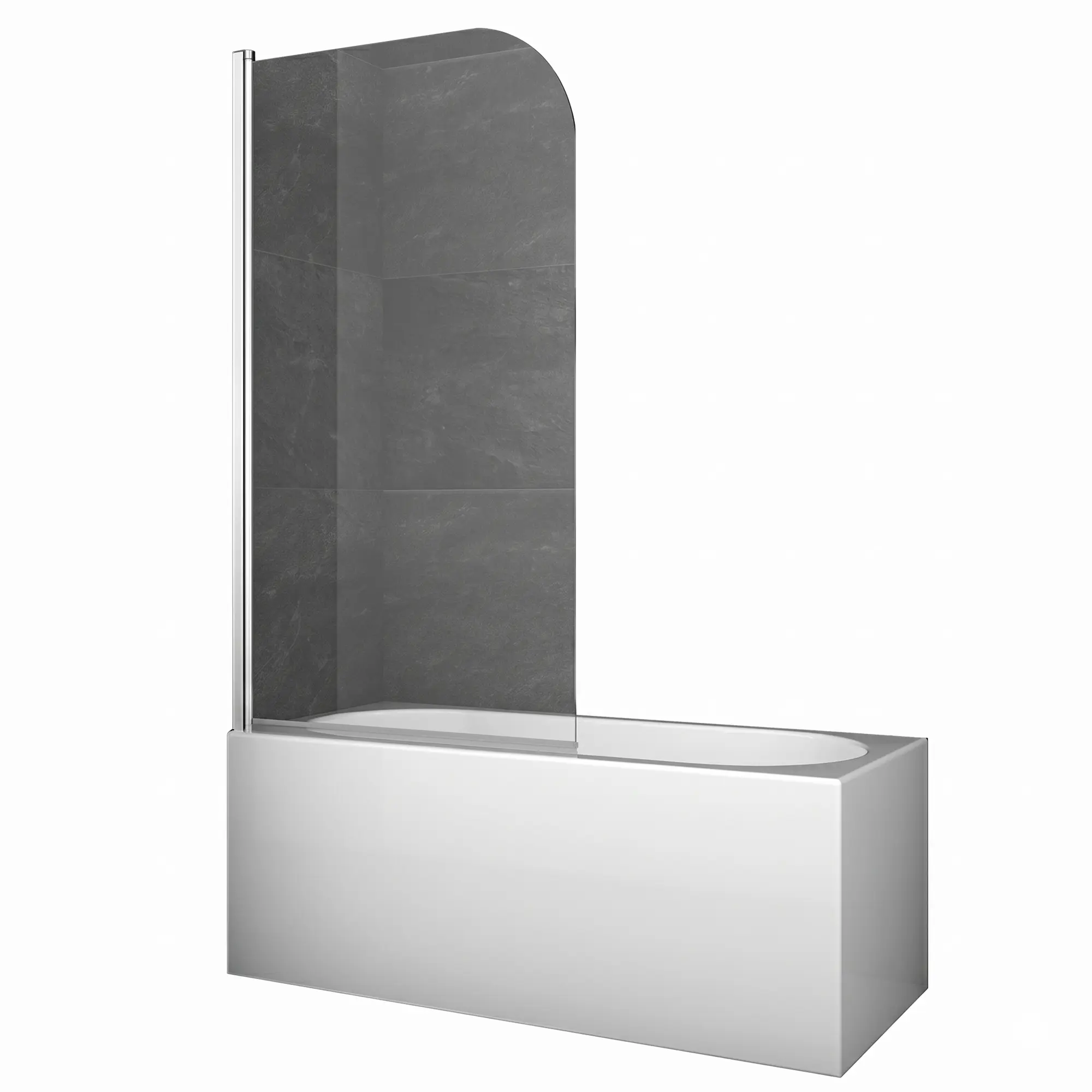 OL-KR5400_1 Шторка для ванной Koer SR 1 140x80 универсальная, стекло 6 мм, прозрачная, хром