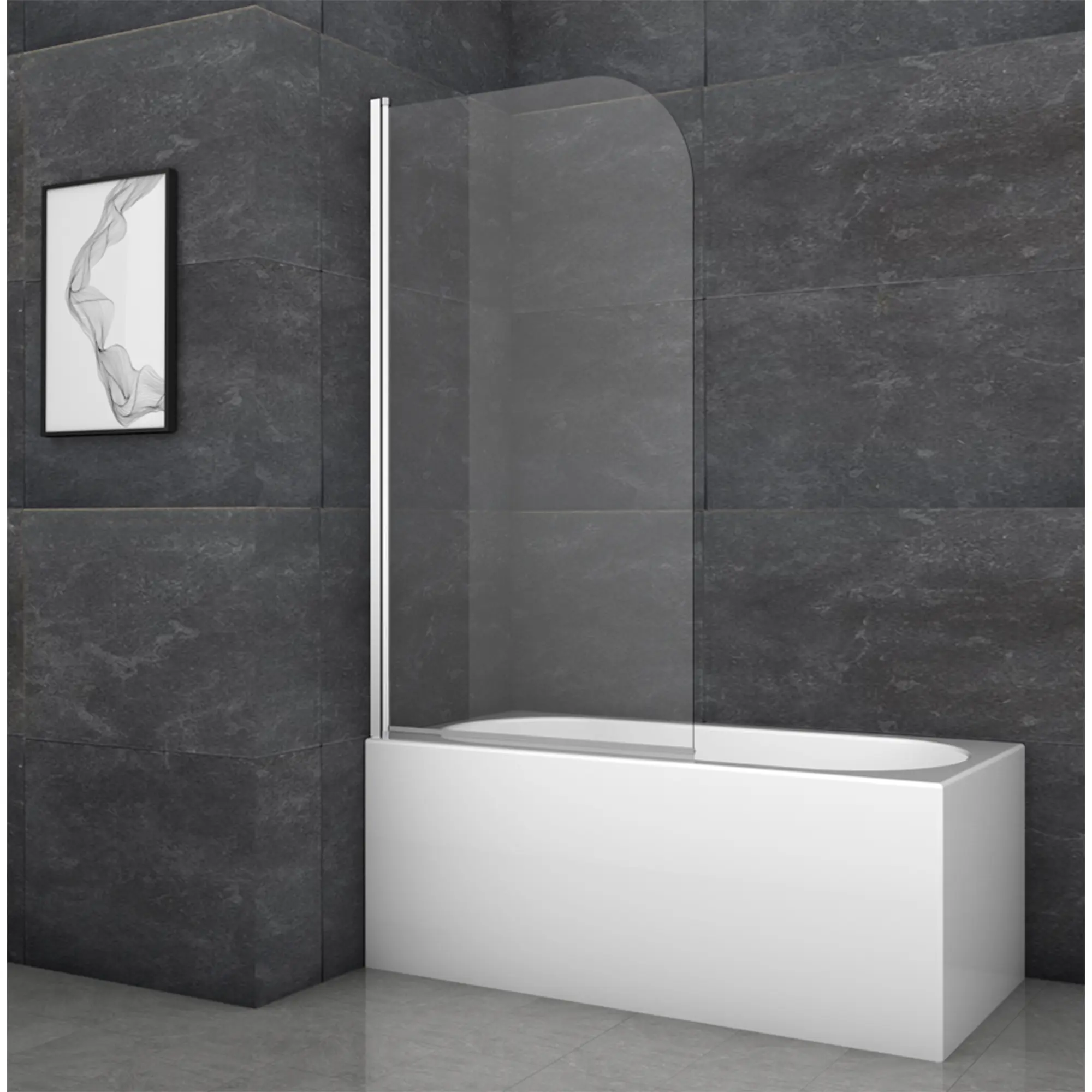 OL-KR5400_4 Шторка для ванной Koer SR 1 140x80 универсальная, стекло 6 мм, прозрачная, хром