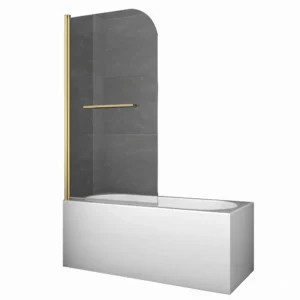 Шторка для ванной Koer SR 1 140x80 универсальная, стекло 6 мм, прозрачная, матовое золото