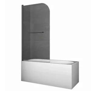 Шторка для ванной Koer SR 1 140x80 универсальная, стекло 6 мм, прозрачная, графит