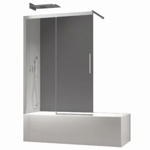 Шторка для ванной Koer SR 2 150x120 универсальная, стекло 6 мм, прозрачная, хром + покрытие Easy Clean