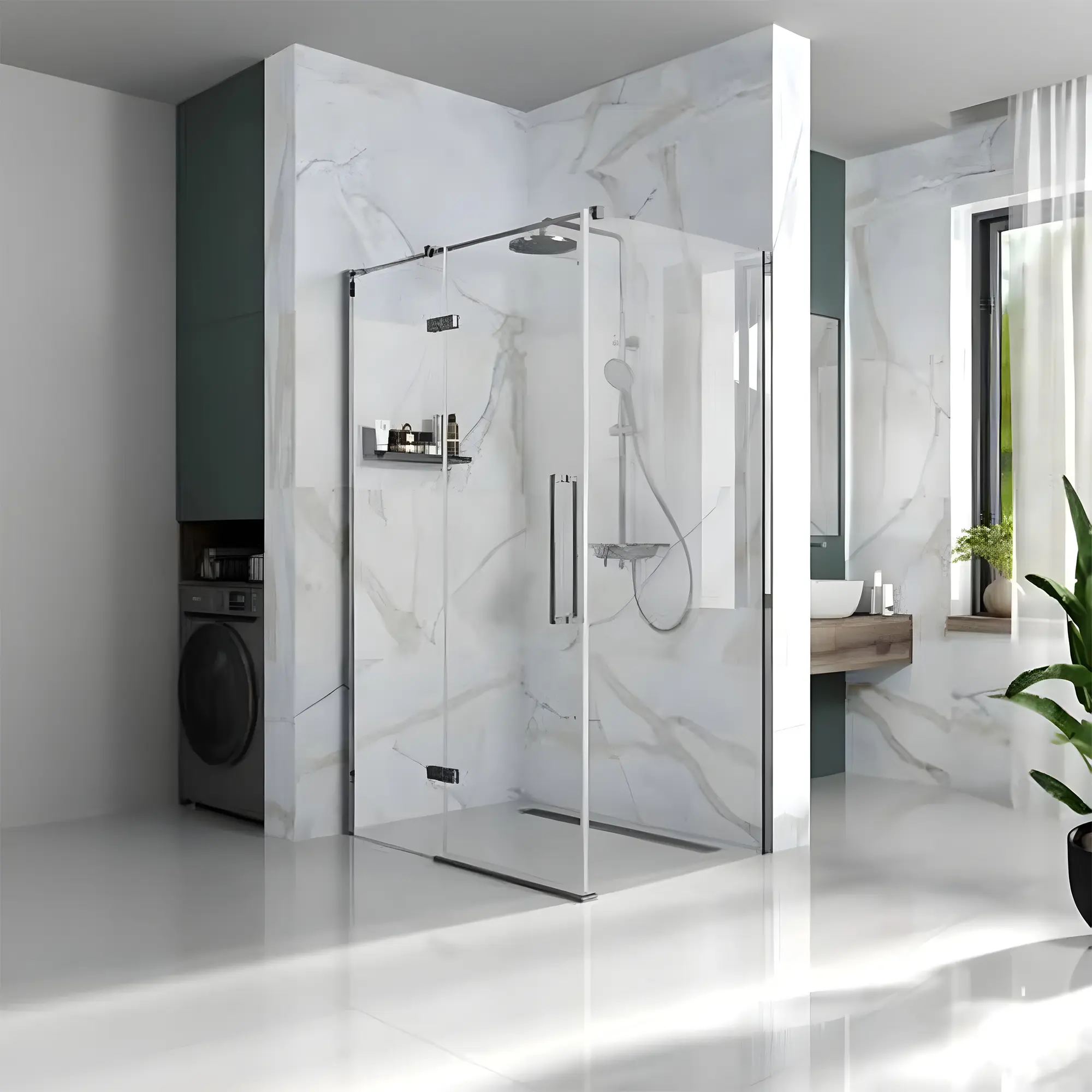 WZD-2504162203_4 Душевая стенка Koller Pool Cube 195x80 стекло 6 мм, без профиля, прозрачное, хром