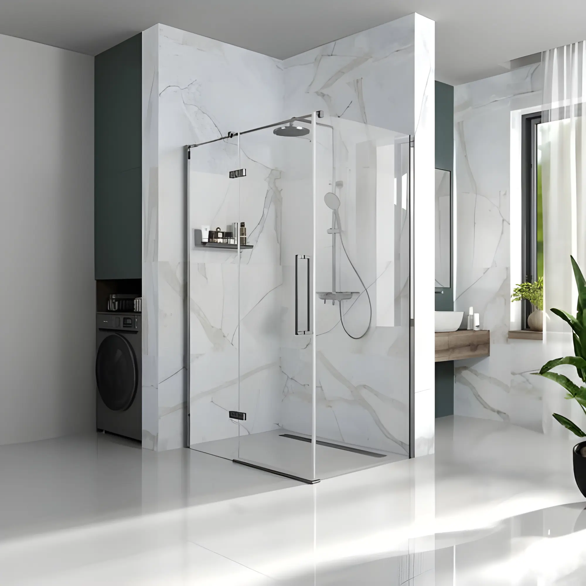 WZD-2504172203_3 Душевая стенка Koller Pool Cube 195x90 стекло 6 мм, без профиля, прозрачное, хром