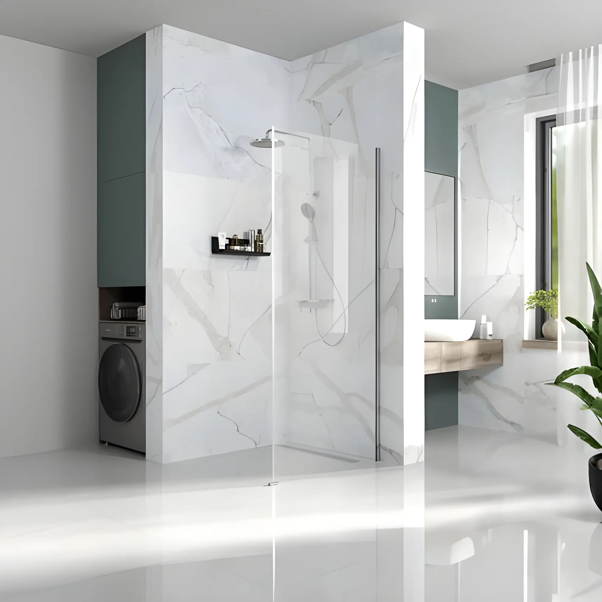 WZD-2504172203_4 Душевая стенка Koller Pool Cube 195x90 стекло 6 мм, без профиля, прозрачное, хром