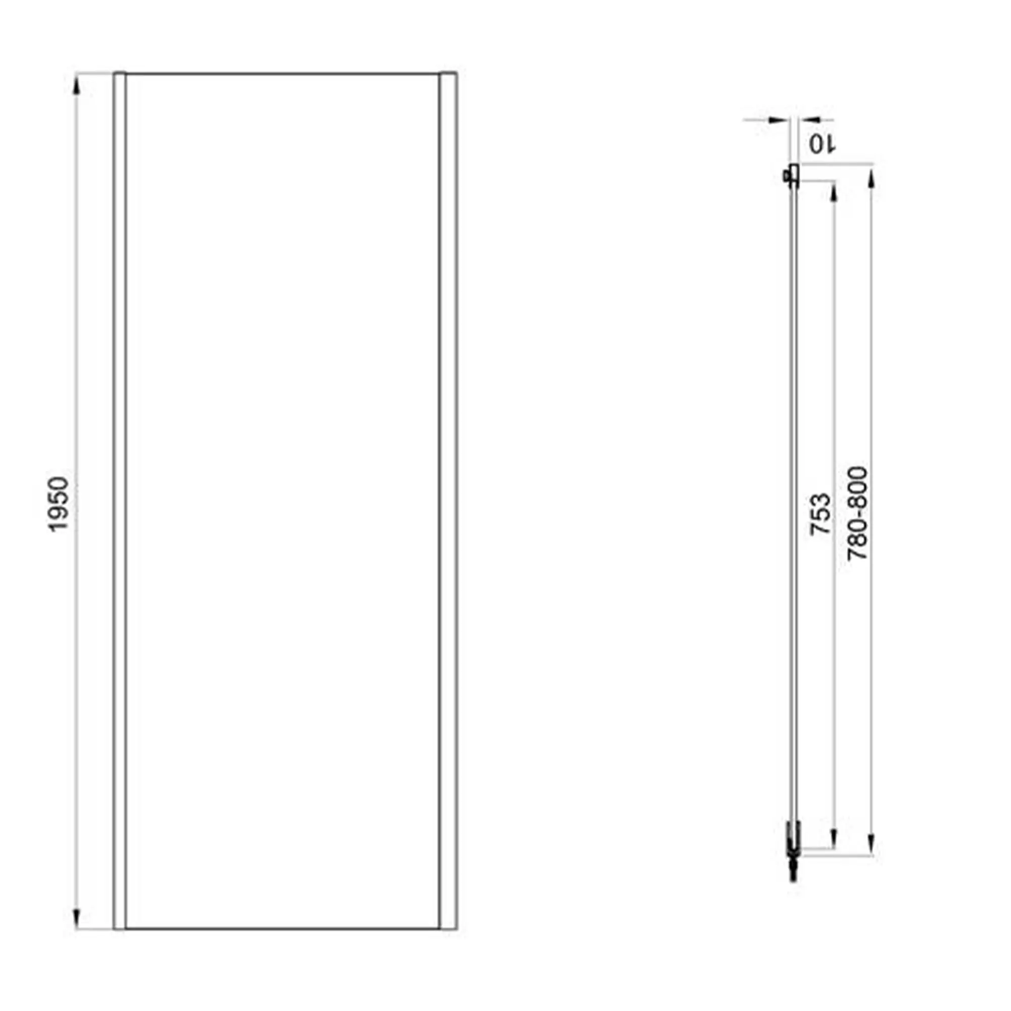WZD-2538162304_5 Душевая стенка Koller Pool Line Pro 195x80 стекло 6 мм, матовое, хром