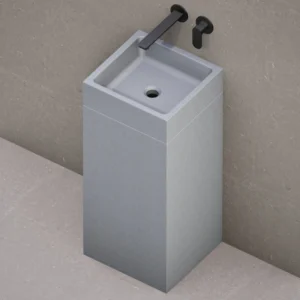 Раковина напольная Beton Furniture 400x350 прямоугольная, серая матовая (без отверстия, без полки)