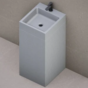 Раковина напольная Beton Furniture 400x400 квадратная, серая матовая (с отверстием, без полки)