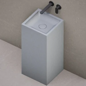 Раковина напольная Beton Furniture 420x400 прямоугольная, серая матовая (без отверстия, без полки)