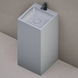 Раковина напольная Beton Furniture 460x420 прямоугольная, серая матовая (с отверстием, без полки)