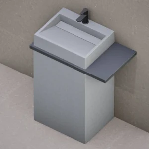 Раковина напольная Beton Furniture 500x400 прямоугольная, серая матовая (с отверстием, с полкой)