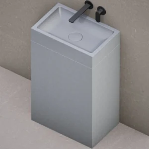 Раковина напольная Beton Furniture 550x350 прямоугольная, серая матовая (без отверстия, без полки)