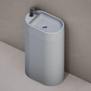 Раковина напольная Beton Furniture 550x350 овальная, серая матовая (с отверстием, без полки)