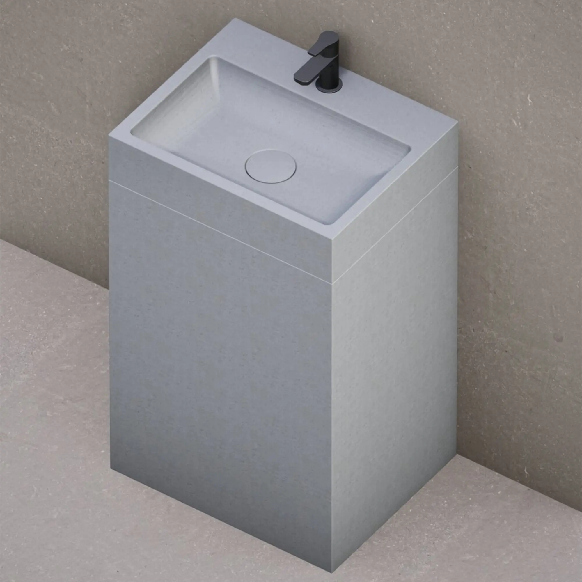 BF-550440MGM_1 ковина напольная Beton Furniture 550x440 прямоугольная, серая матовая (с отверстием, без полки)