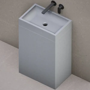 Раковина напольная Beton Furniture 600x400 прямоугольная, серая матовая (без отверстия, без полки)