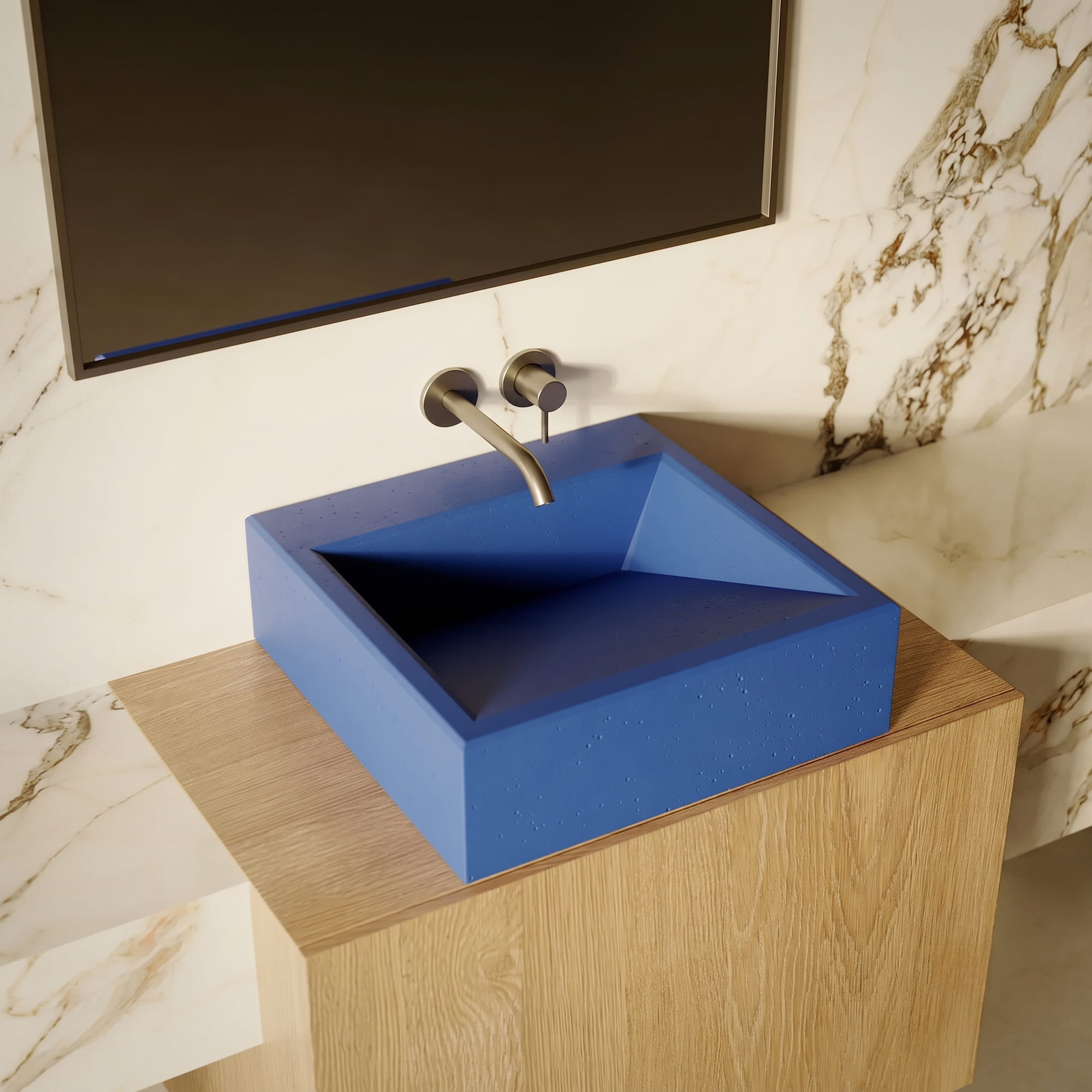 ODUD-SQUARE n_1 Раковина накладная OdudLab Square 450x450 квадратная, синяя матовая